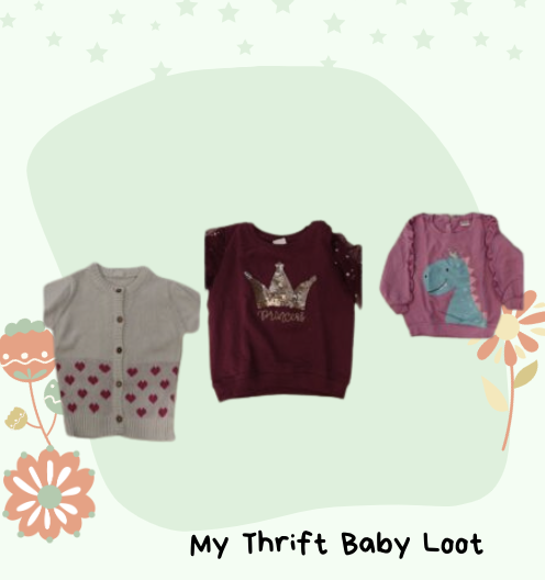 Set of 3 preloved babyhug sweatshirts & sweater (1-2 years)